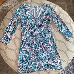 Lilly Pulitzer Blue Printed 100% Pima Cotton Dress